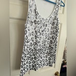 * New Garnet Hill Leopard Animal Design Tank Top SZ Large Sequins *
